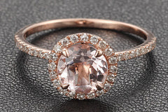 7mm Round Morganite Ring & Matching Band