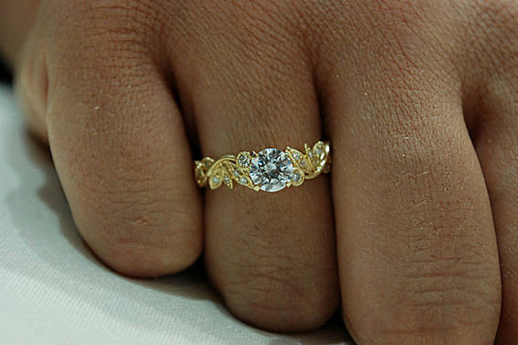 Engagement Ring 14k Yellow Gold With Diamonds
