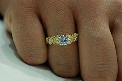 Engagement Ring 14k Yellow Gold With Diamonds