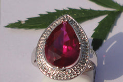 Ruby / White Topaz Gemstone Ring