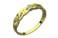 14K Gold Plated Silver Ring, CZ Stone, Celtic Trinity Knot