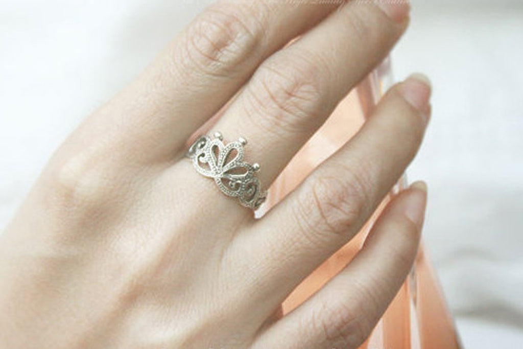 925 sterling silver princess crown ring