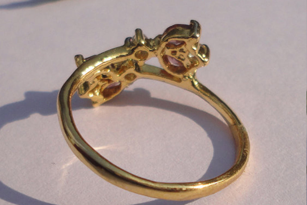 Pink Amethyst / White Topaz Gemstone Ring