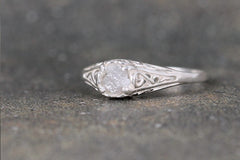 Antique Style Rough Diamond Engagement Ring
