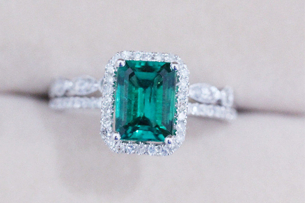 White Gold Emerald Engagement Ring