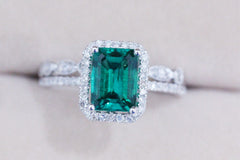 White Gold Emerald Engagement Ring