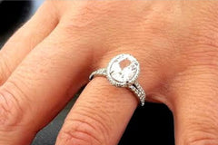 14K rose gold and white topaz engagement ring