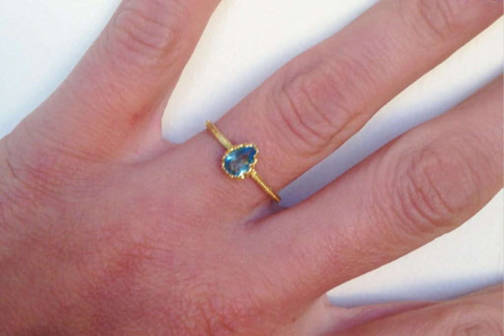 Blue Topaz Ring - Drop Ring