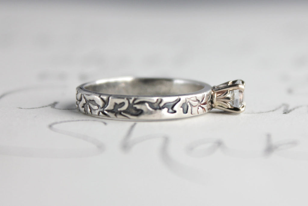 White sapphire engagement ring