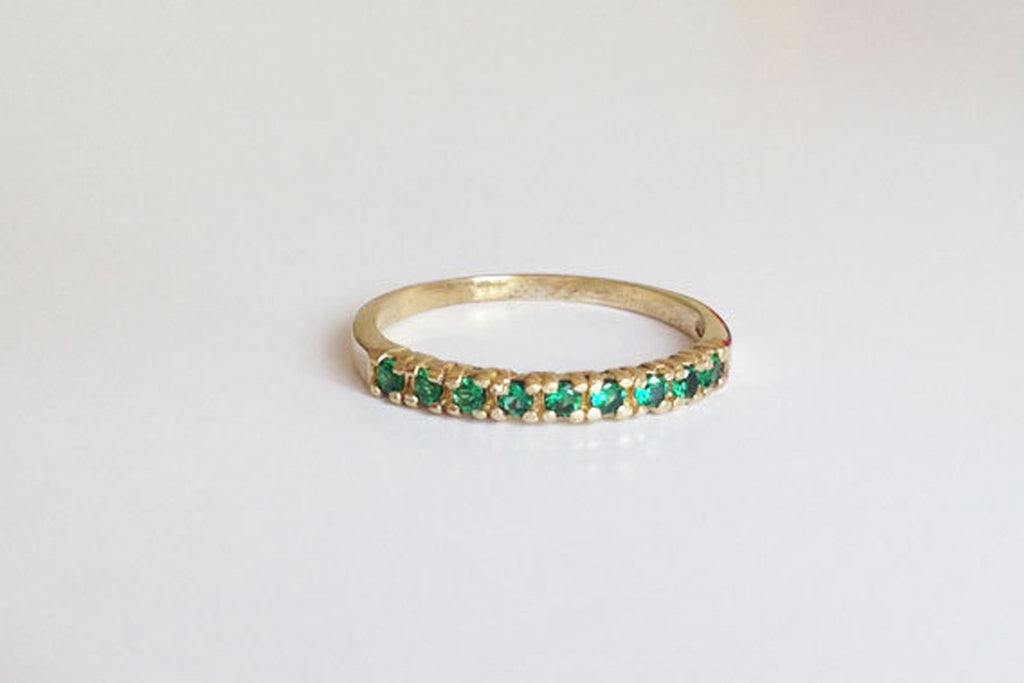 Emerald Ring - Half Eternity Ring