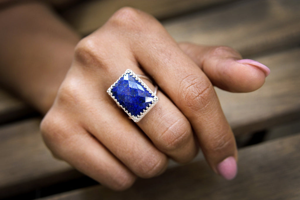 14k rose gold Lapis Lazuli rings