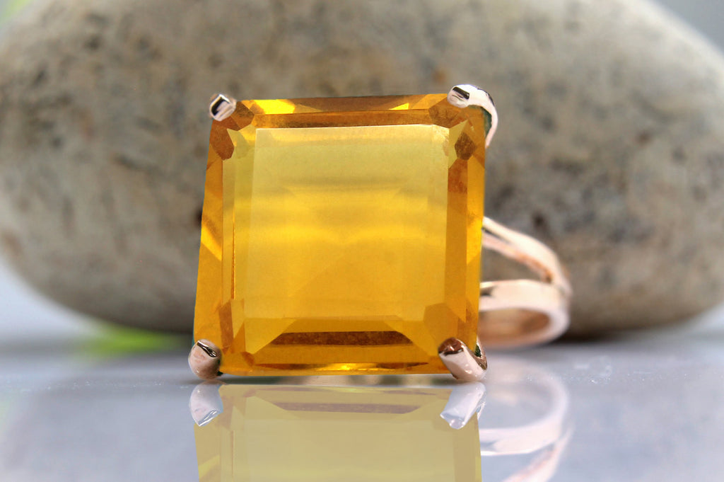 14k rose gold Citrine ring