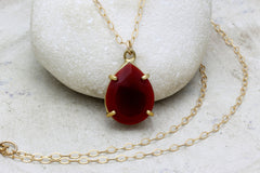 Teardrop red onyx necklace