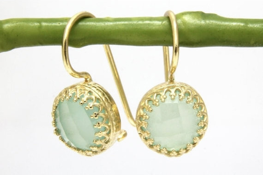 Delicate aqua chalcedony earrings
