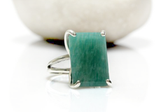 Silver amazonite ring