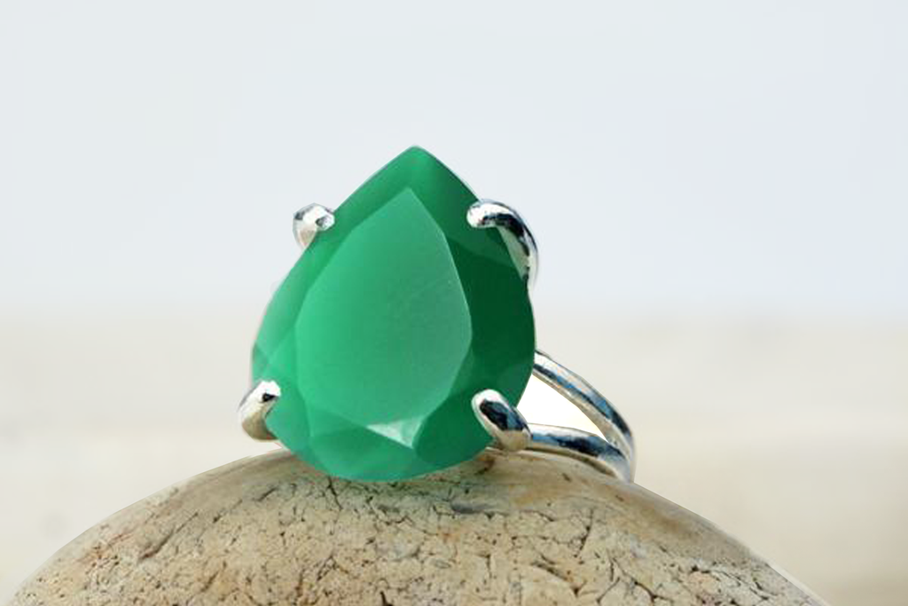 925 silver and green onyx ring