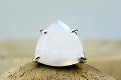 Triangle moonstone statement ring