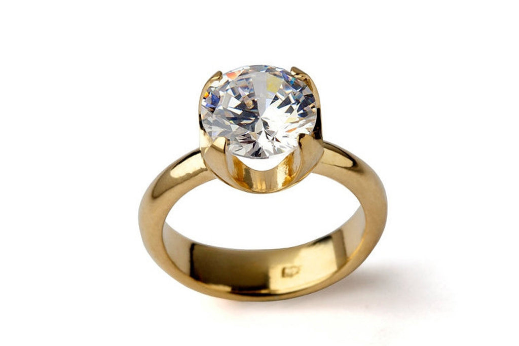 Cup CZ Engagement Ring