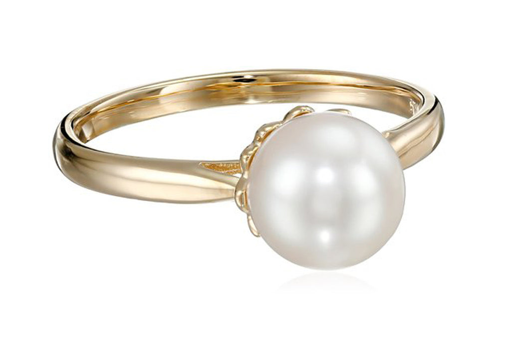 15k Yellow Gold Akoya Cultured Pearl (8-8.5mm) Ring