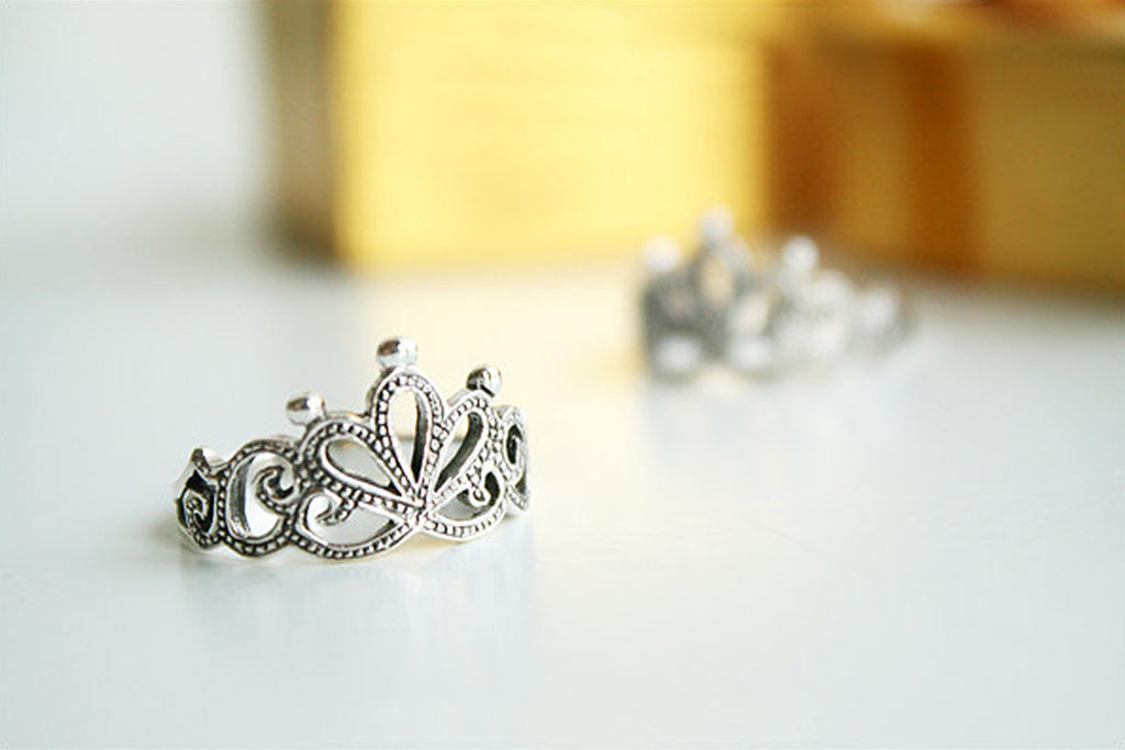 925 sterling silver princess crown ring
