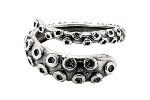 Octopus Tentacle Adjustable Ring in 925 Sterling Silver by Silver Phantom Jewelry