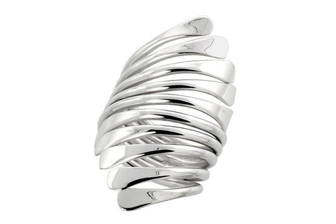 Sterling Silver Hand Made Freeform Wire Wrap Ring, 1 3/8" (39mm) wide, size 10