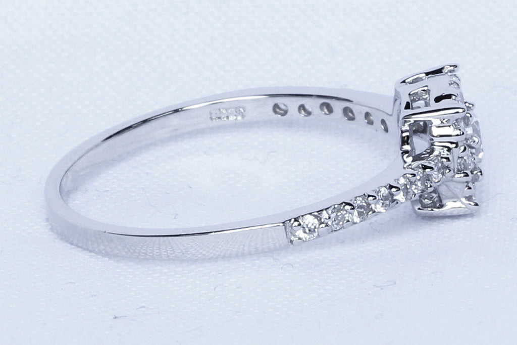 Natural white sapphire solitaire engagement ring