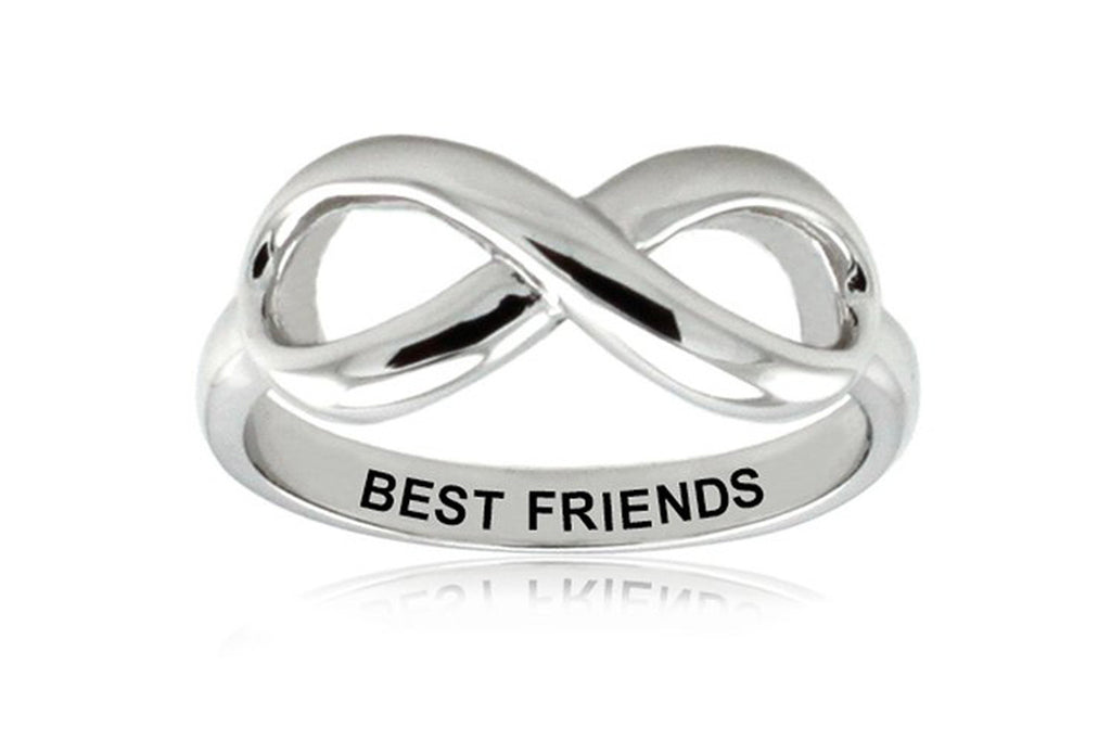 TIONEER Sterling Silver Best Friends Engraved Infinity Ring