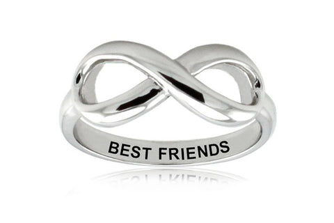 TIONEER Sterling Silver Best Friends Engraved Infinity Ring