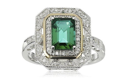 Sterling Silver and 14k Yellow Gold Diamond Ring