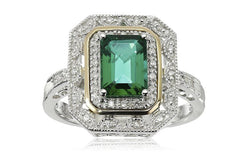 Sterling Silver and 14k Yellow Gold Diamond Ring