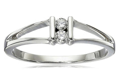10k White Gold 2-Stone Split-Bale Diamond Ring (0.08 cttw, J-K Color, I2-I3 Clarity)