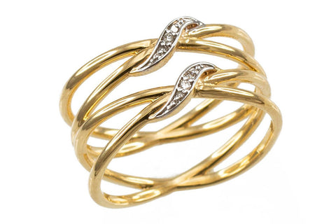 Ladies' 10k Yellow Gold Diamond-Accented Double "X" Criss-Cross Long Ring