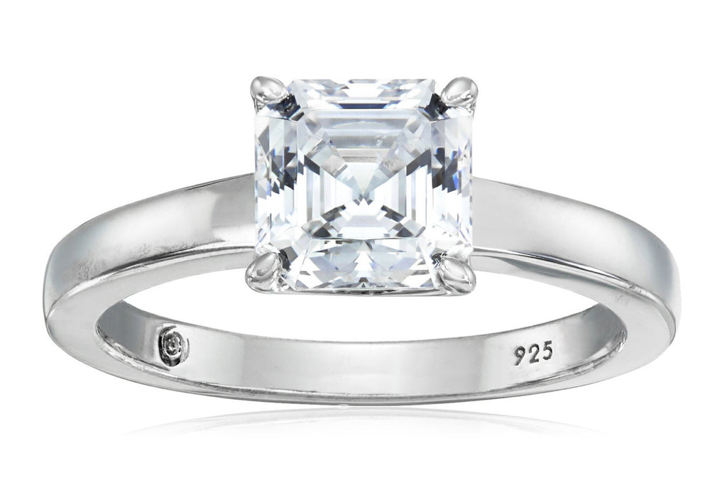 Platinum Plated Sterling Silver Swarovski Zirconia 2cttw Asher Solitaire Engagement Ring