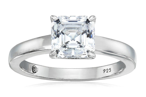 Platinum Plated Sterling Silver Swarovski Zirconia 2cttw Asher Solitaire Engagement Ring