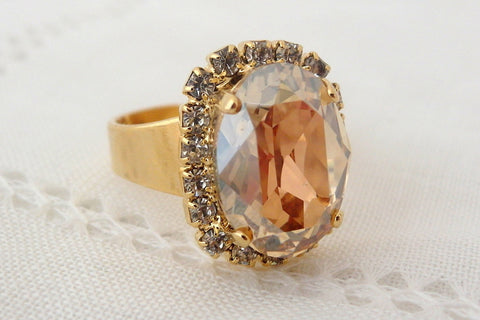 Champagne adjustable gemstone ring