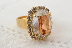 Champagne adjustable gemstone ring