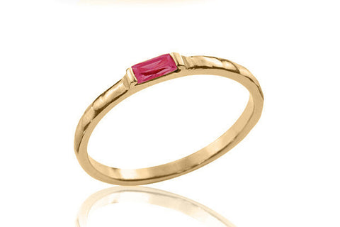 14k Gold Exuberent Baguette Ruby Engagement Ring