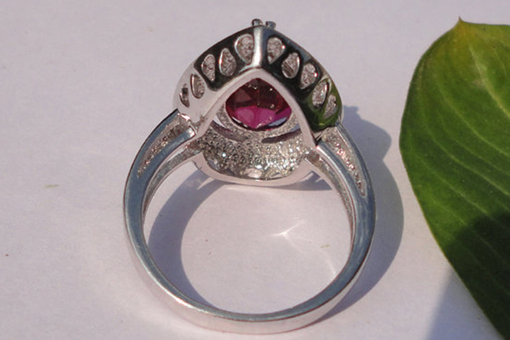 Ruby / White Topaz Gemstone Ring