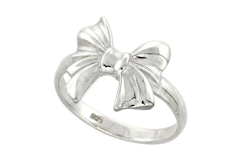 Sterling Silver Bow Ladies Ring Flawless Quality Finish 3/4 inch wide