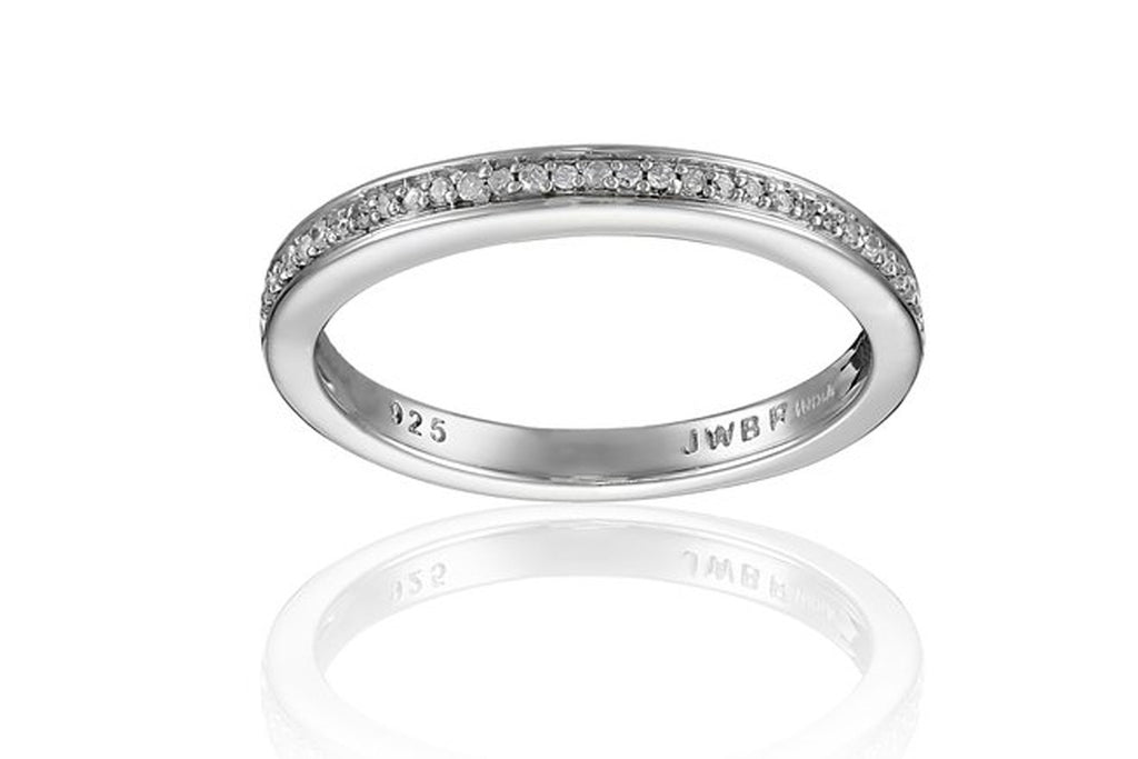 Sterling Silver Pave Diamond Wedding Anniversary Ring