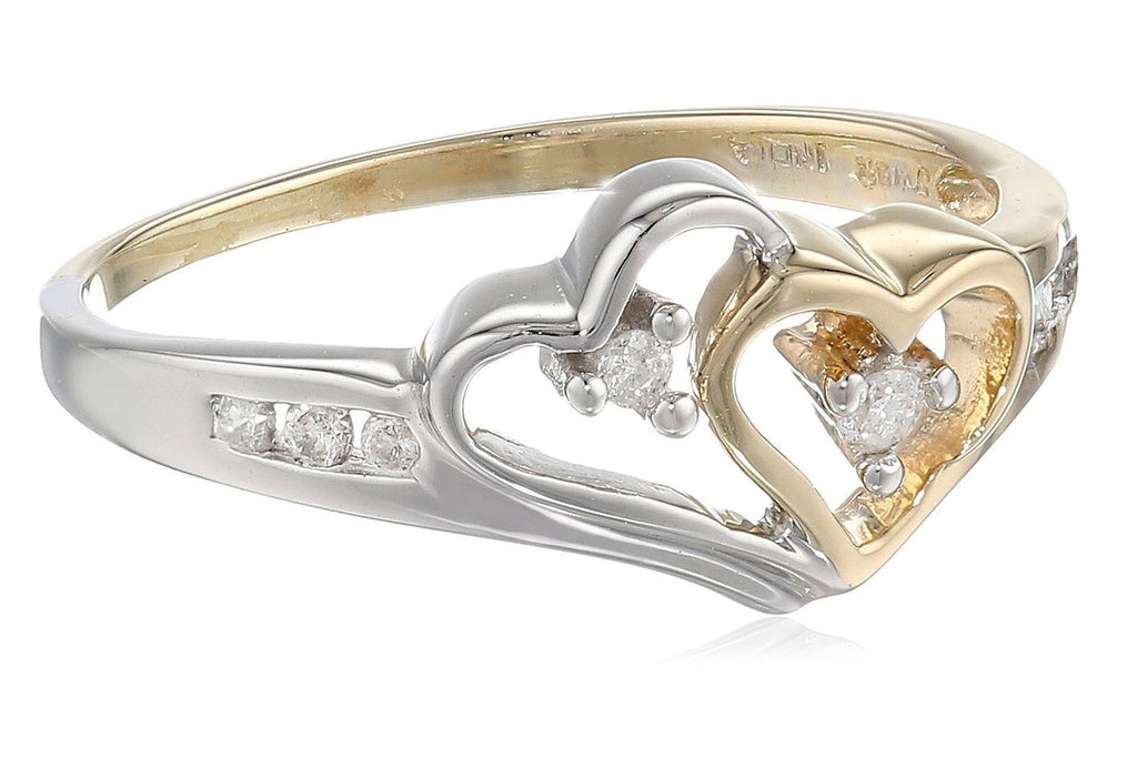 14k Two-Tone Diamond Heart Ring (1/10 cttw, H-I Color, I2-I3 Clarity)