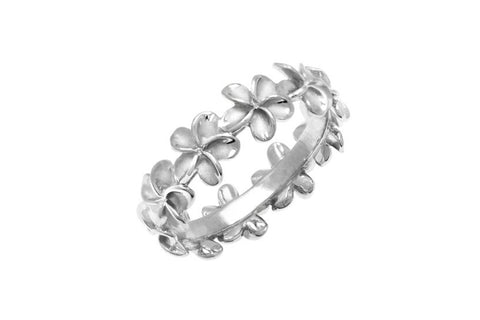Plumeria Eternity Ring in Sterling Silver - 8mm