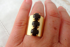 Black Swarovski ring