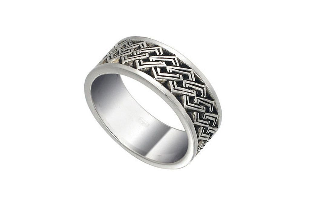 Chain Design Sterling Silver Band Ring 7 mm wide