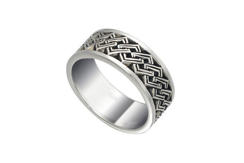 Chain Design Sterling Silver Band Ring 7 mm wide