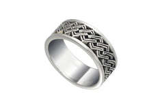 Chain Design Sterling Silver Band Ring 7 mm wide
