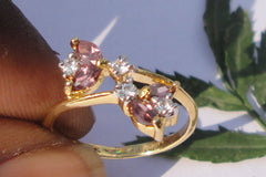 Pink Amethyst / White Topaz Gemstone Ring