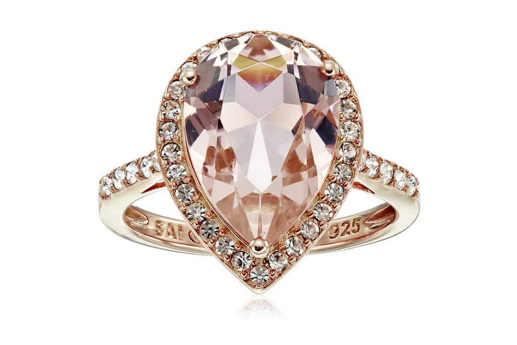 Sterling Silver Swarovski Clear Crystal Pear Ring