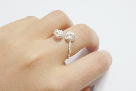 Silver knot adjustable ring